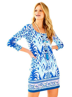 Lilly Pulitzer Beacon Dress Size XL Blue Pineapples Cotton Resort Beach Coastal